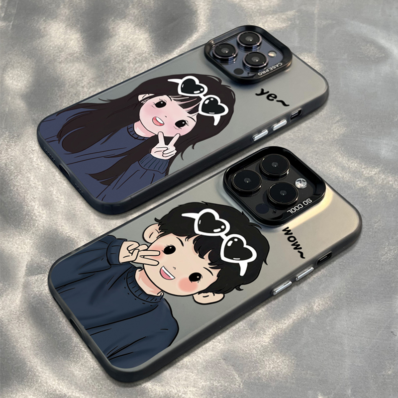 New Cartoon Couple Mobile Phone Case Superior Sense Niche Suitable for Apple 16 15promax 14 Protective Case 14
