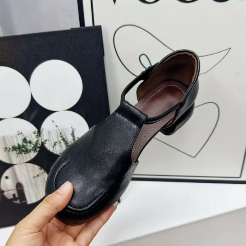 Foreign Trade Cross-Border Spring and Summer New Fashion Thick Heel Sandals Baotou Hollow Retro Medium Heel Middle-Aged and Elderly Mother's Shoes for Women