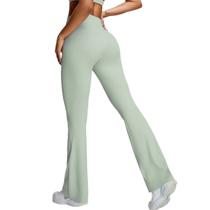 Nuevos pantalones de microyoga para mujer, cintura alta, abdomen, caderas, pantalones acampanados, deportes de carrera de ocio al aire libre, pantalones de fitness de yoga