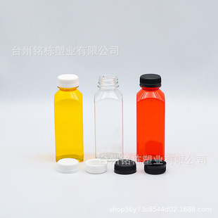 350ml square PET juice bottle in stock plastic bottle disposable transparent milk tea plastic bottle soda bottle