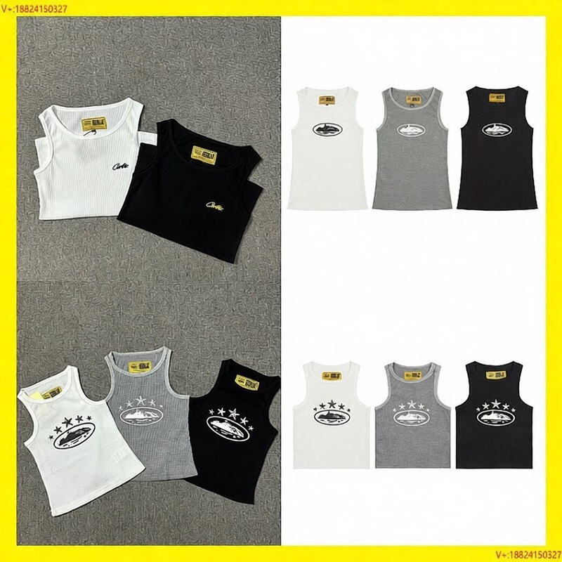 C0Rteiz Basic Printed Sweatshirt American High Street Casual Style Unisex Couple's Matching Sleeveless T-Shirt Summer