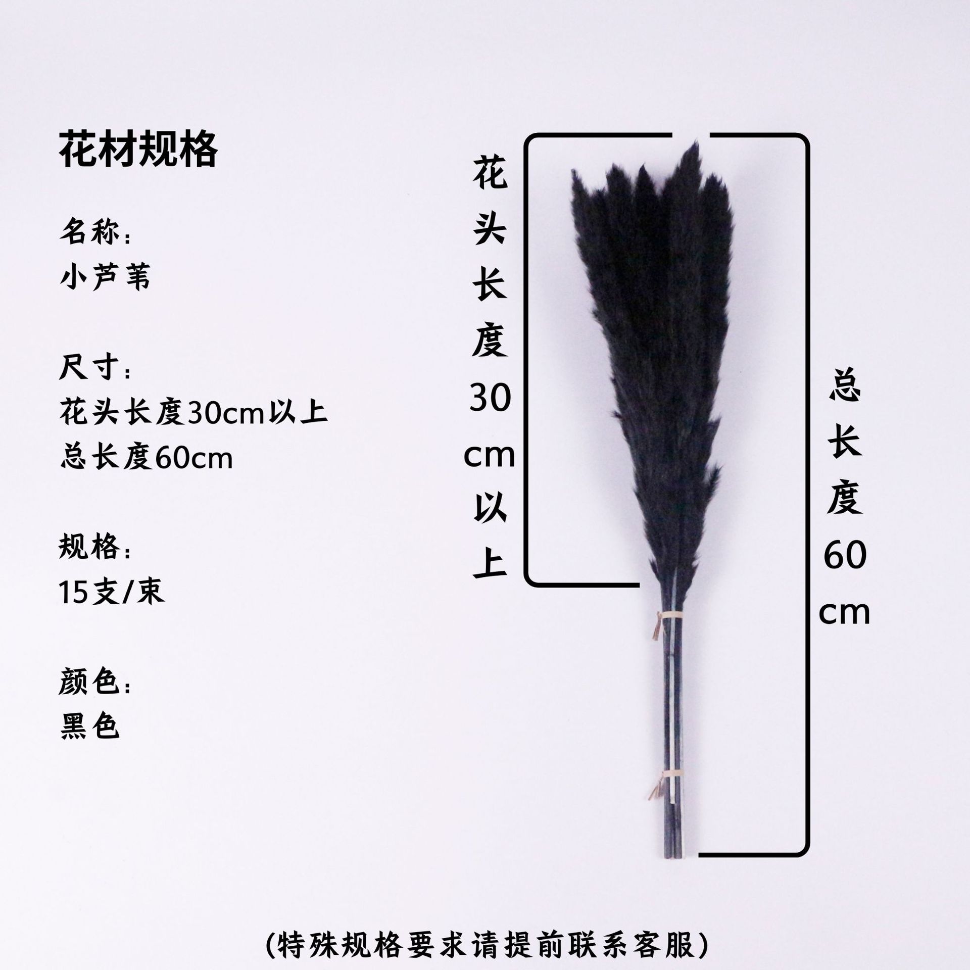 검은 꽃 머리 30cm 이상