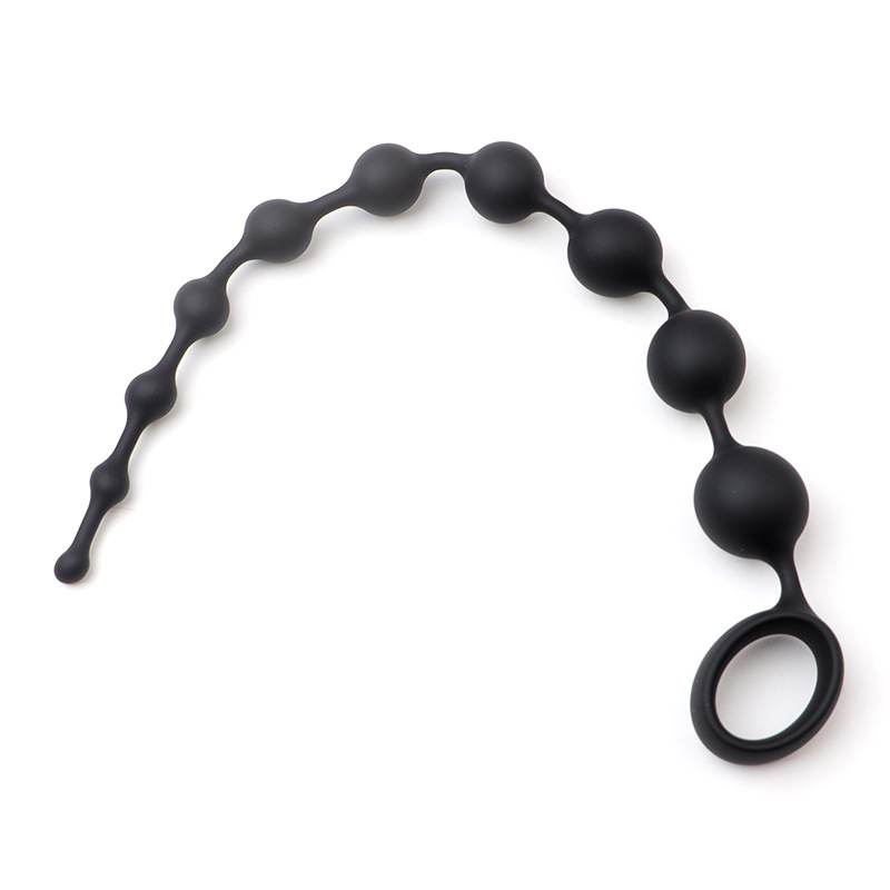 Extra Long Silicone Anal Plug, Ten-Bead Design, Rose Red Adult Toy — detail image 5