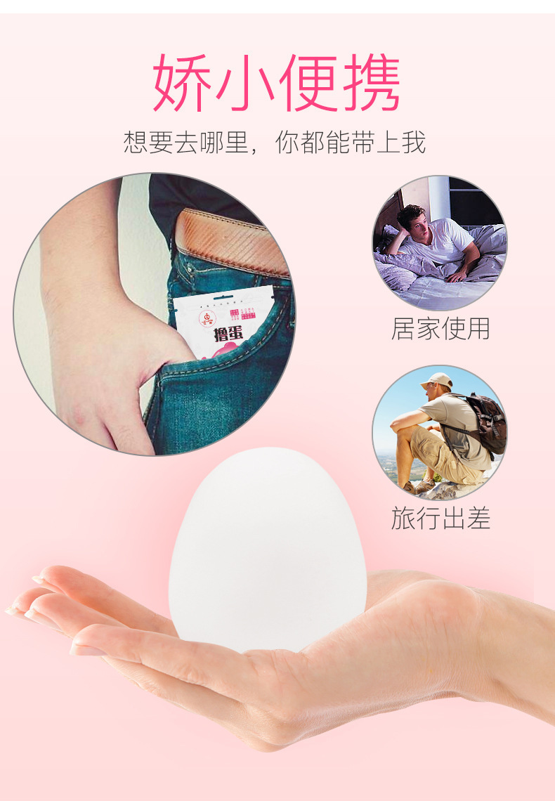 Manual Male Masturbator Egg, TPE Mini Stroker, Portable White Ring Style — detail image 15