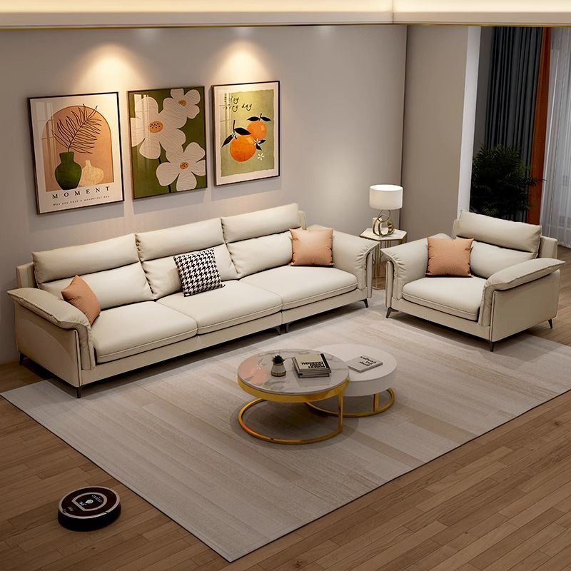 Big Sale Living Room Straight Row Sofa No-wash Technology Cloth Three-person Rental House Small Apartment Modern Simple Cat Claw Leather