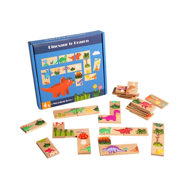 Juegos de solitario de dinosaurios para niños pequeños Juegos de mesa de dominó Juegos de ajedrez de memoria Juguetes de entrenamiento de pensamiento