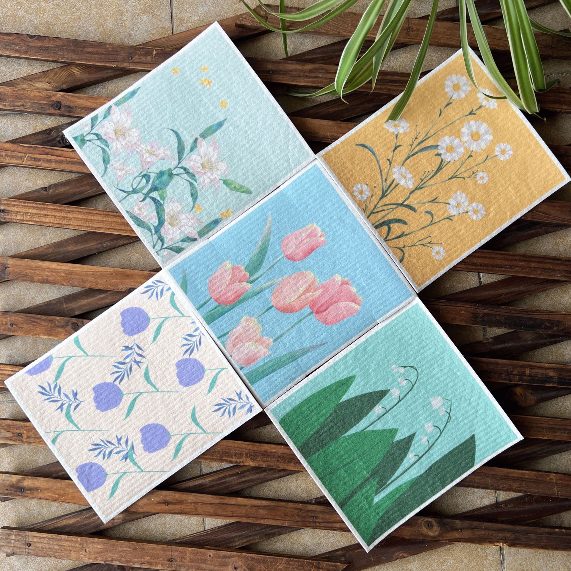 Toallas suecas alemanas dm toallas absorbentes de agua sin aceite eco pulpa de algodón impresa toallas de cocina