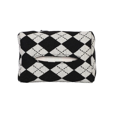 Internet Celebrity Goddess Car Tissue Car tissue box/set - jacquard-rhombic-black-and-white-hanging-tissue-box