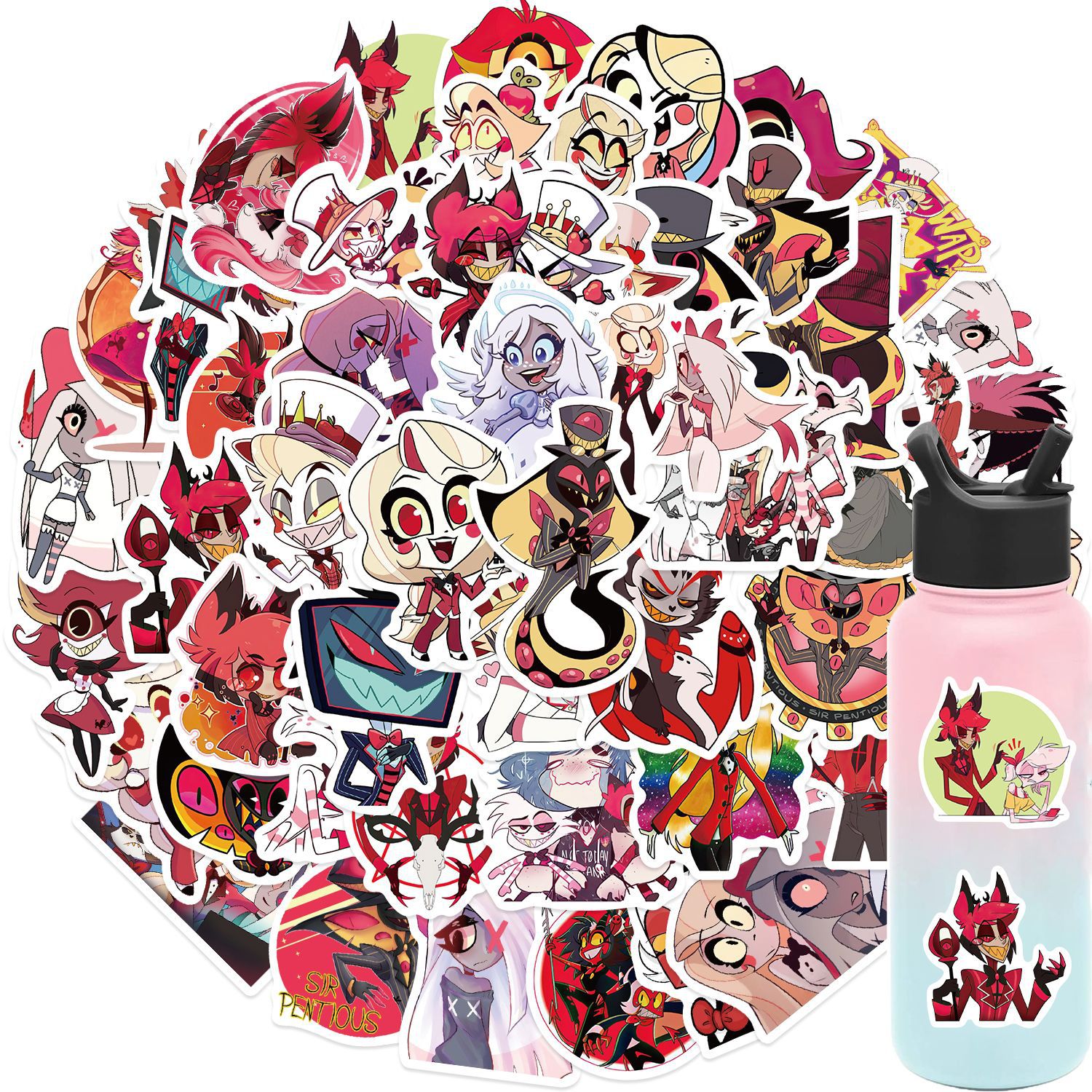 50 Animated Hell Inn Graffiti Stickers Guitar Notebook Luggage DIY Waterproof Stickers Cross-border Explosions Batch