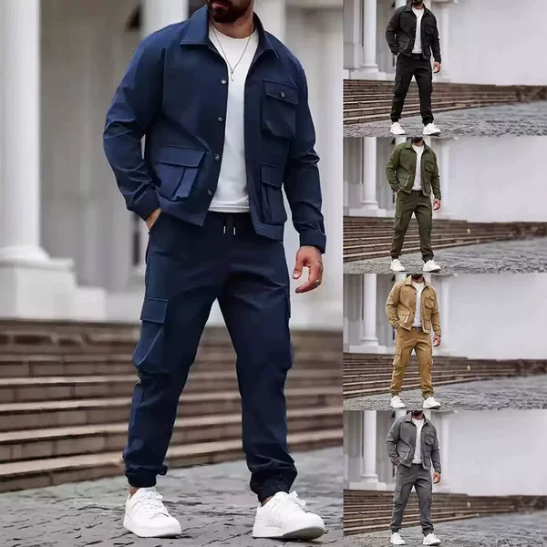 European and American Cross-Border Men's Workwear Jackets, Multi-Pocket Trousers, Fashionable Outdoor Leisure Sports Men's Suits