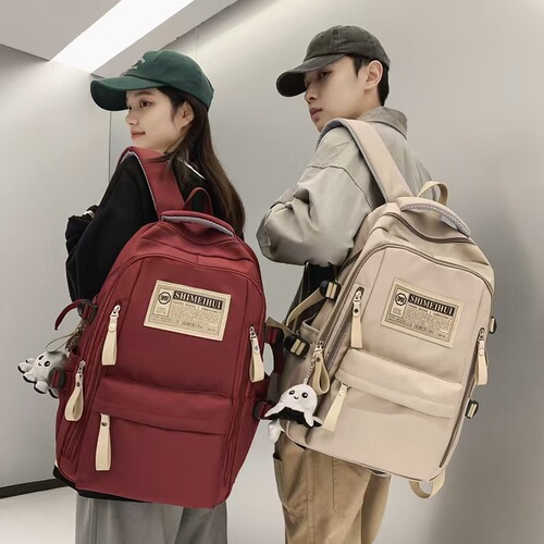 Waterproof Student Large Capacity Solid Color Dual Shoulder Bag for High School Girls Oxford Cloth Backpack Casual and Versatile