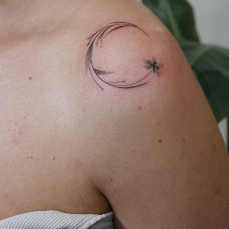 Cross-Border New Flower Show Plain Flower Half-Circle Tattoo Sticker Waterproof Long-Lasting High-End Clavicle Arm Temporary Tattoo Sticker