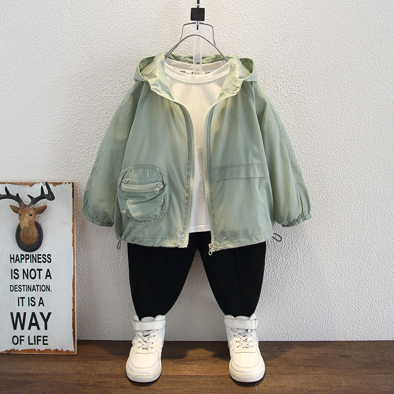 Boys Summer Sun Protection Jacket Stylish Children's Thin Beach Suit 2024 New Stylish Baby Korean Style Thin Top