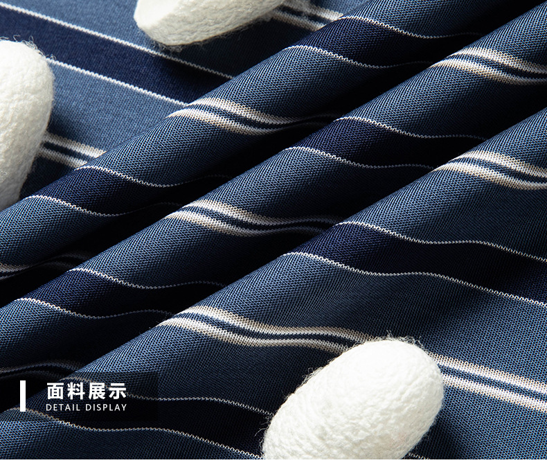 Áo polo nam cổ bẻ tay ngắn 100% lụa tơ tằm cao cấp — Màu xanh 23029 chi tiết 18