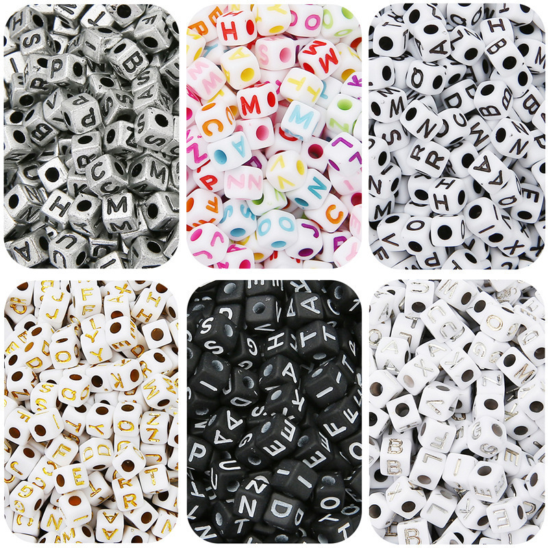 5X5Mm Acrylic English Letter Square Beads Handmade DIY Bracelet Necklace Phone Chain Jewelry Accessories