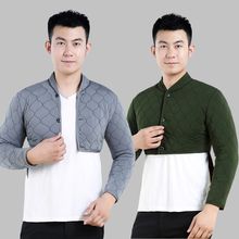 中老年护肩男秋冬睡觉加厚保暖背心爸爸装加绒护肩颈膀马甲男上衣