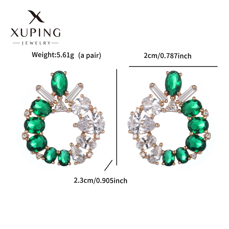 Pendientes de circonio cúbico sintético con incrustaciones de lujo ligero de temperamento de moda Xuping Pendientes de estilo de diosa de alta calidad