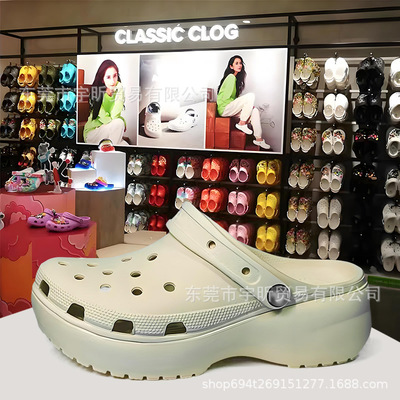 Летние повседневные тапочки в стиле Crocs, пляжная обувь на платформе, женский стиль, закрытый носок