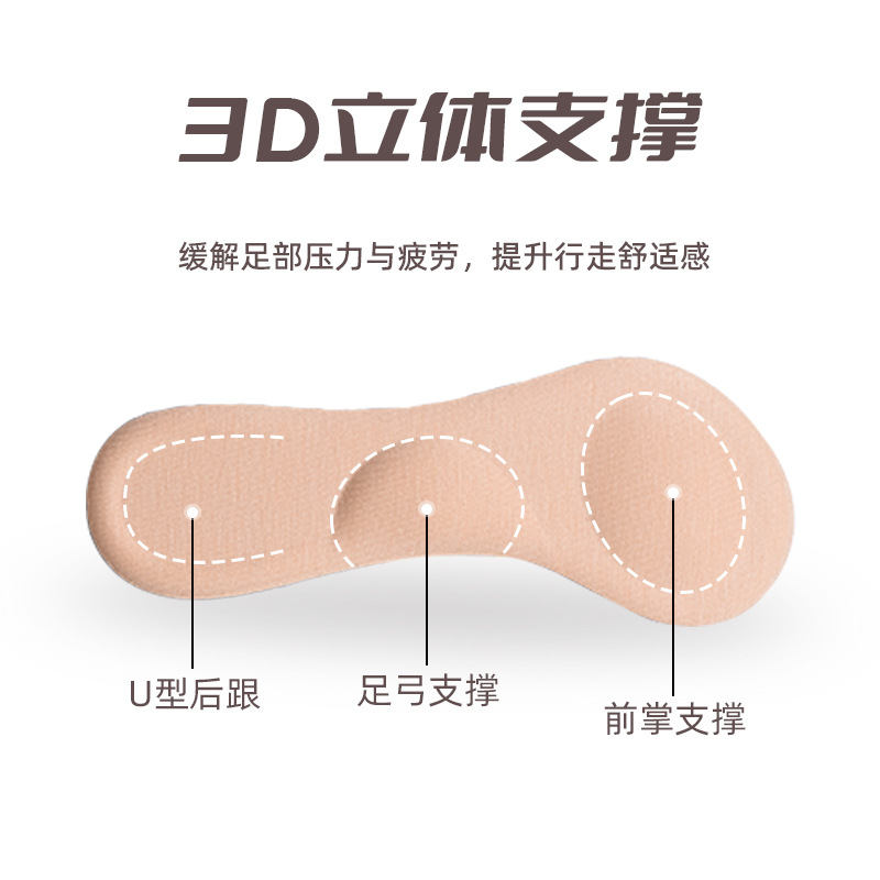 En stock suministro de zapatos de tacón alto esponja arco 3/4 almohadilla absorción de choque absorción de sudor suave superficie antideslizante de tela media almohadilla de ajuste de código