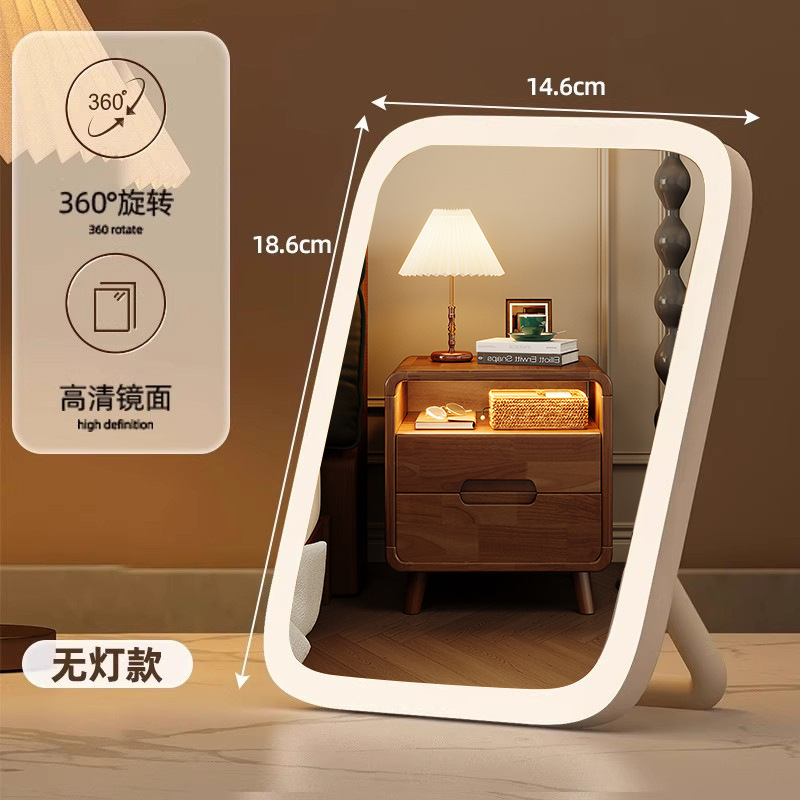 LED con lámpara梳妆台 espejo de maquillaje de brillo 2025 nuevo inwind dormitorio espejo plegable de escritorio