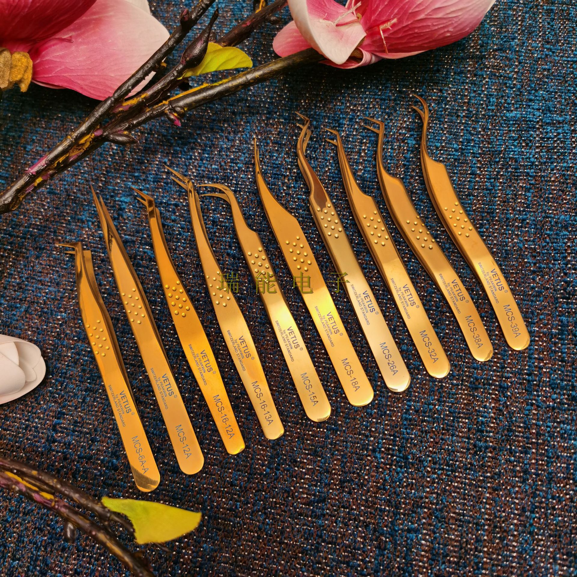 新品高精密VETUS睫毛嫁接MCS A系列彩色单根开花镊子系列