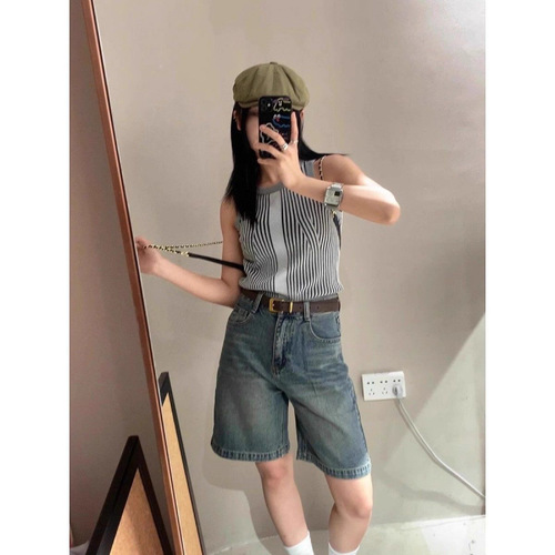 Women's Loose Straight Leg Denim Shorts with Lace Edge, High Waisted, Flowy Wide Leg Five Pocket Shorts for Plus Size in 2025 Summer