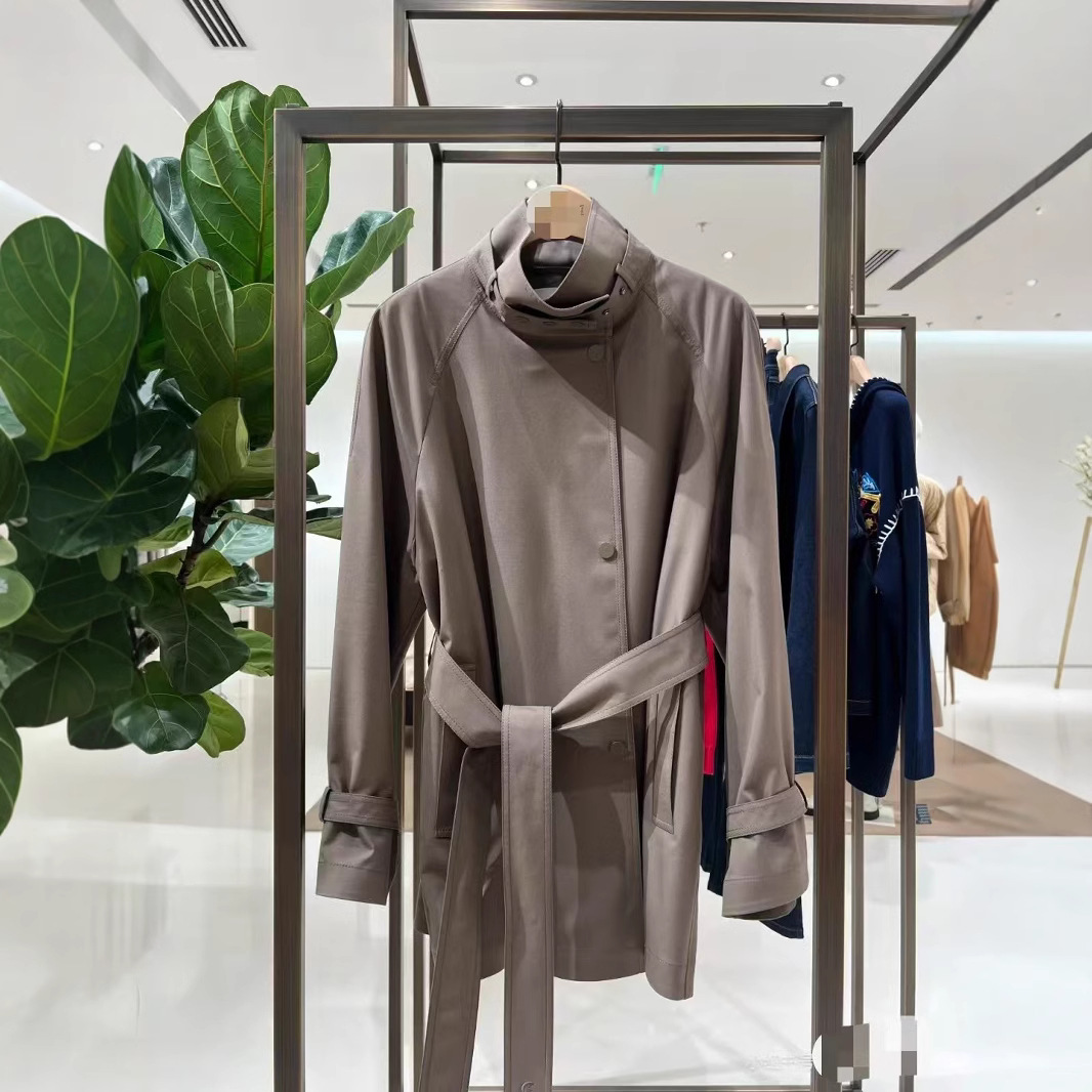 Wo Women's 2025 Spring New Thin Silk Wool Worsted Yarn-dyed Belt Short Coat Jacket