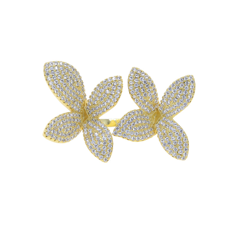 Inlay Design Wholesale Jewelry Hip-Hop Flower Copper Inlay Rings