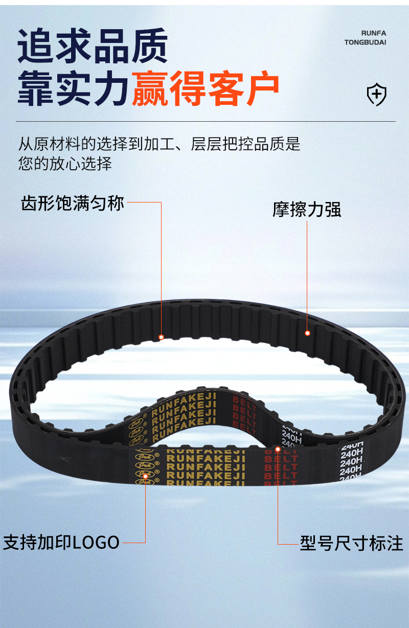 Single-sided toothed rubber synchronous belt H-type high-temperature resistant black rubber industrial belt rubber belt mechanical synchronous belt