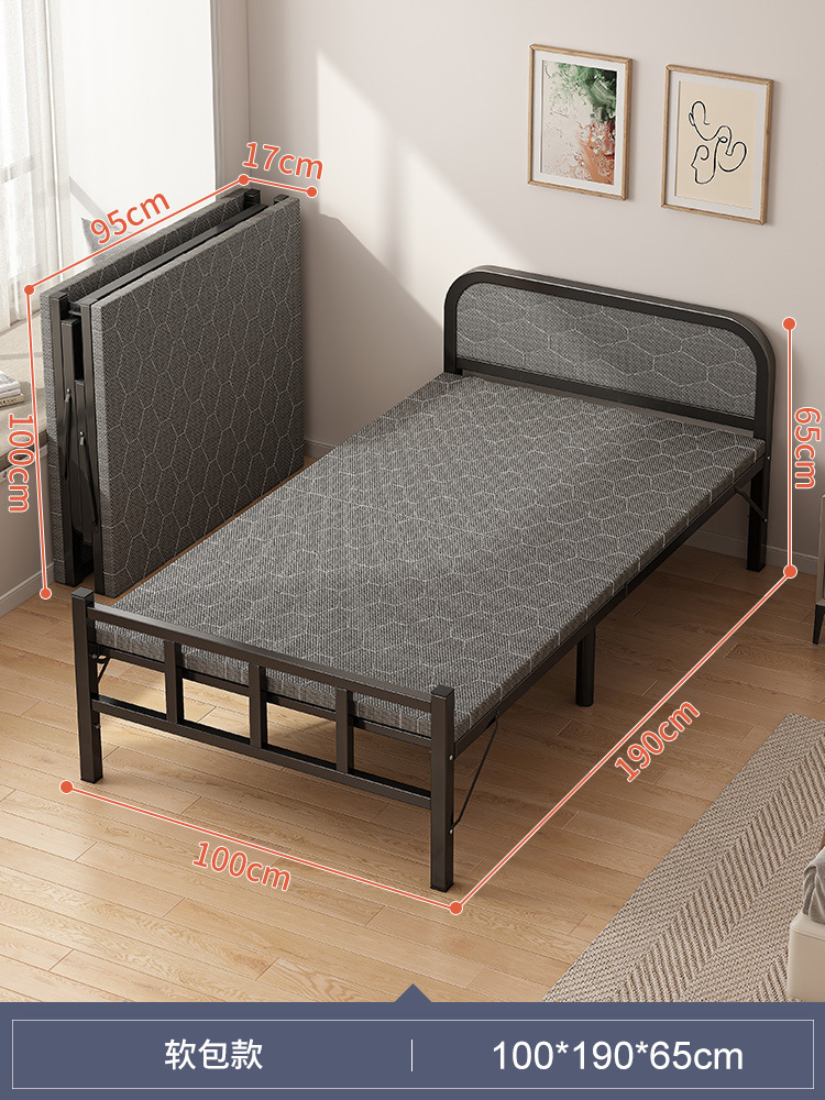 Cama plegable hogar individual pequeño apartamento cama simple 1,2 m reforzado almuerzo cama pequeña casa de alquiler cama dura para adultos
