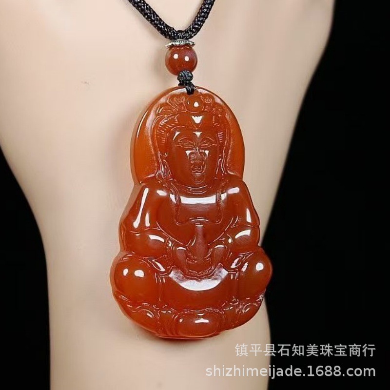 男性と女性用の氷の赤瑪瑙観音仏ペンダント、カルセドニー安全バックル、貔貅、さまざまなペンダント、ライブストリーミング在庫あり|undefined