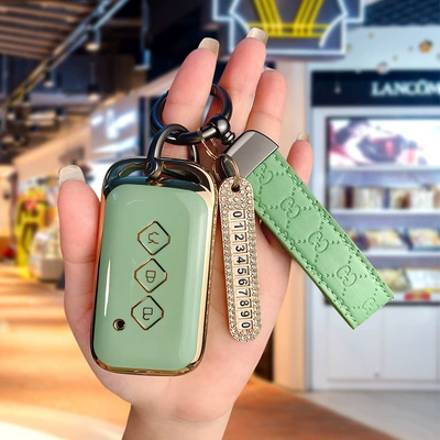 Car key bag | car key case new arrival - type-c-green-green-diamond-rope-gold-number-plate