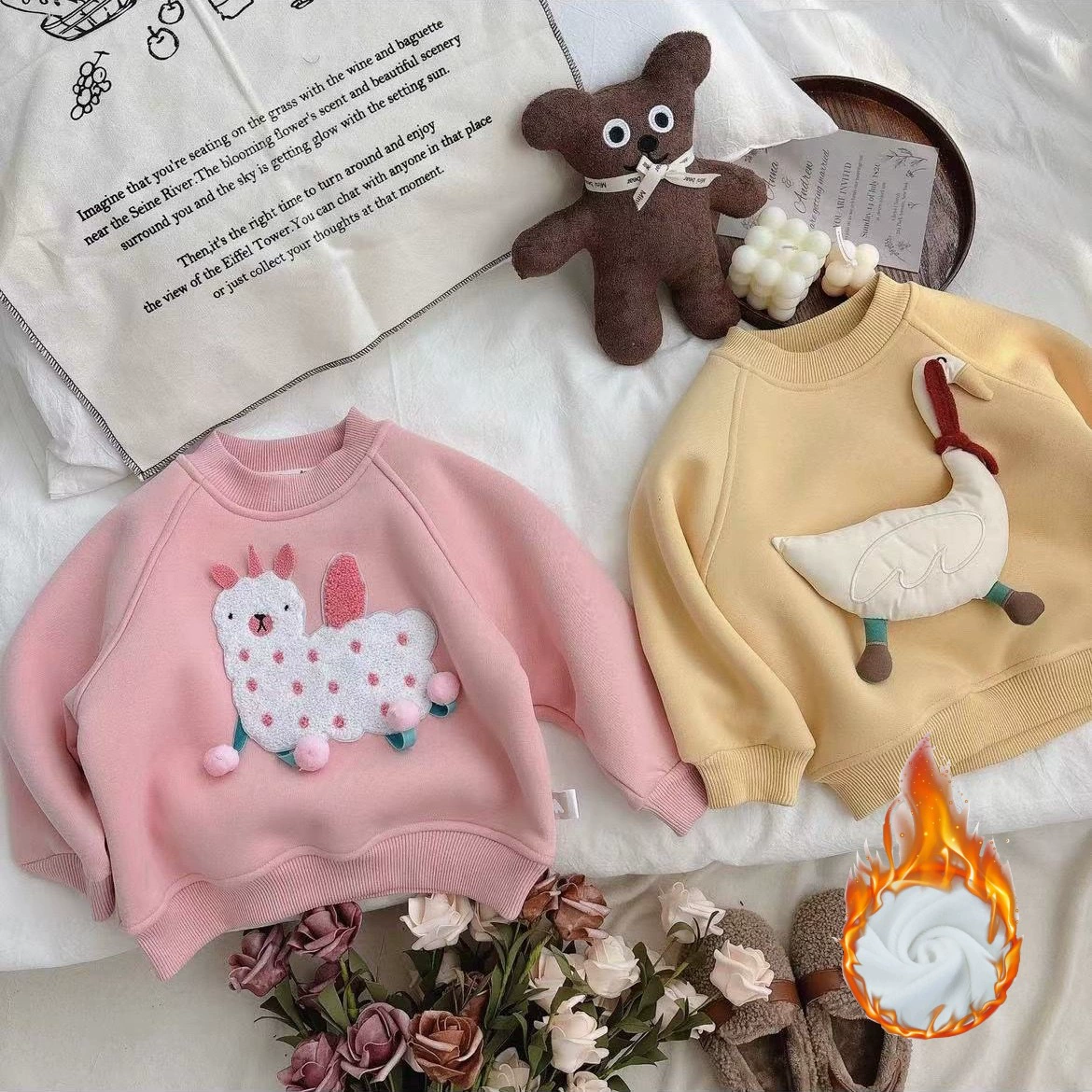 Флисовая толстовка для мальчиков и девочек, осенне-зимняя одежда, новая зимняя теплая утолщенная базовая футболка для малышей, детская одежда