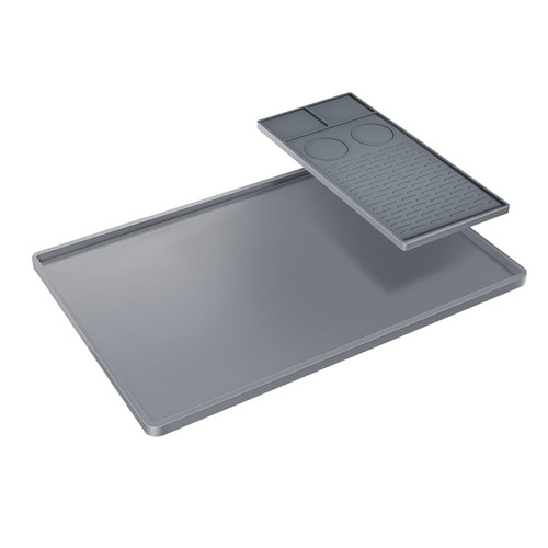 Silicone coffee machine mat European 2-piece detachable coffee bar mat Quick-drying square 2-in-1 protective mat