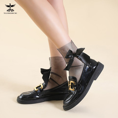 跨境薄款飾品中筒個性夏季花朵裝飾襪子女玻璃絲珍珠飾品短襪絲襪