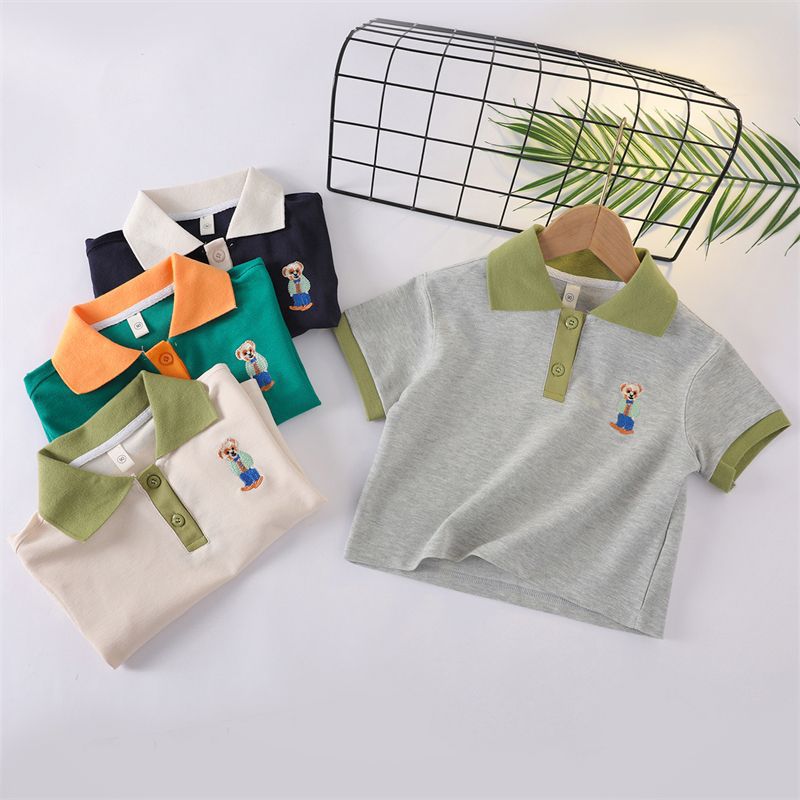 T086 Gentle Bear Polo Shirt - Simple, Fashionable, Comfortable, Versatile Summer Shirt