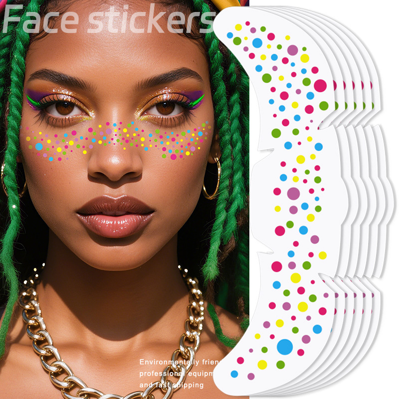 Cross-Border Rainbow Glitter Freckle Face Stickers Waterproof Butterfly Heart-Shaped European and American Makeup Stickers Party Holiday Tattoo Stickers Customization