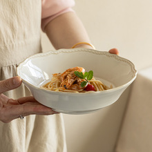 宫廷风陶瓷大碗欧式敞口碗家用菜碗汤碗水果沙拉碗西餐意面碗餐具