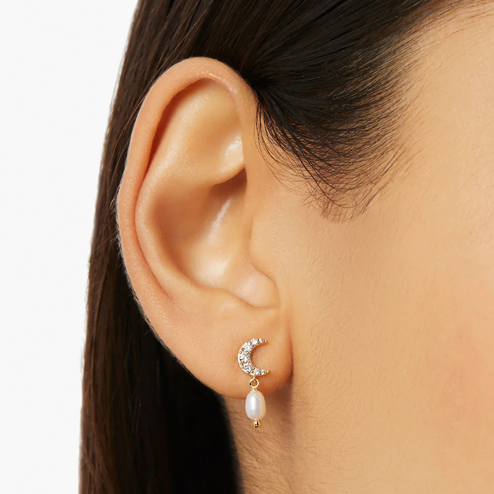 1 Pair Elegant Simple Style Geometric Plating Inlay Sterling Silver Pearl Zircon Drop Earrings display picture 73