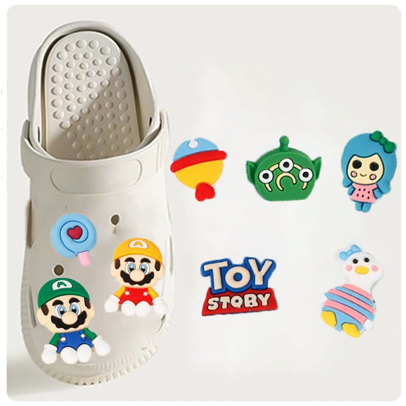 Мальчик мультфильм супер Мэри пещерные туфли обувь цветочные туфли пряжки DIY садовая обувь украшения ПВХ мягкая резиновая обувь аксессуары