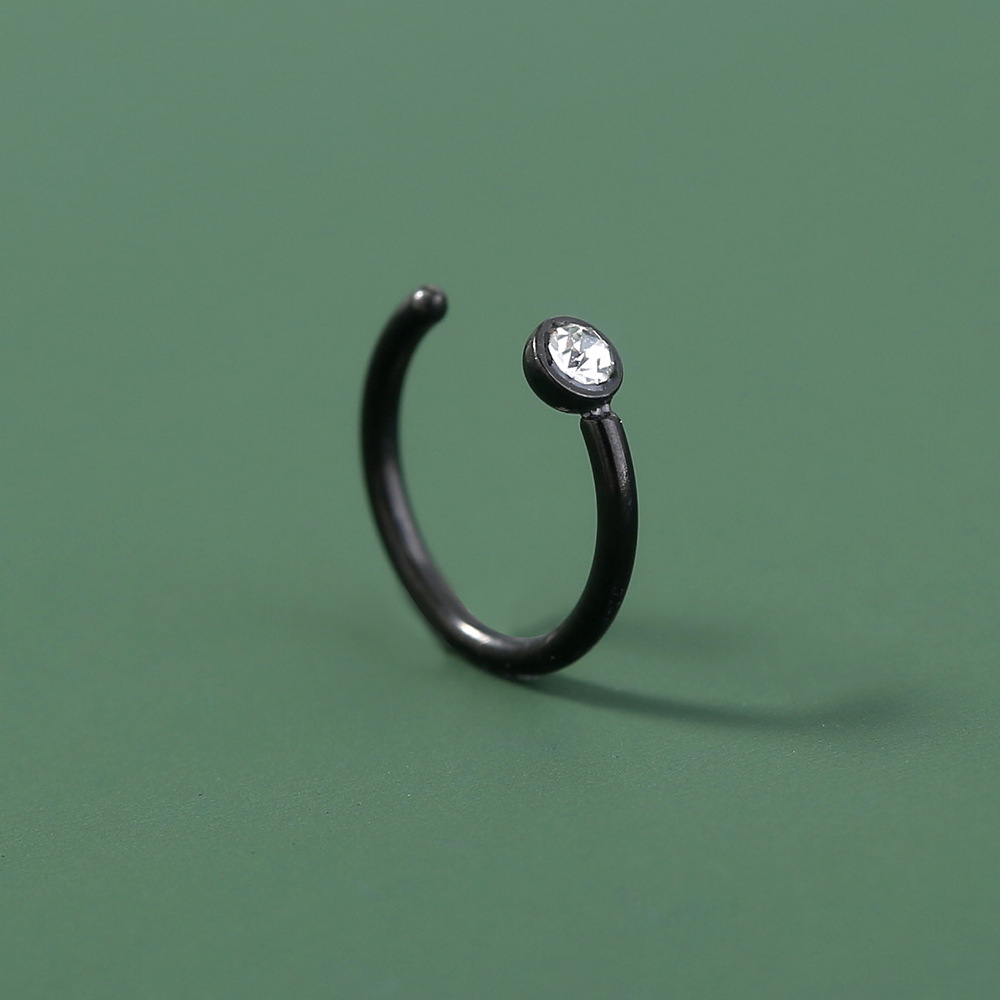 niche piercing C-shaped stainless steel rhinestone nose ring diamond nose nail jewelry