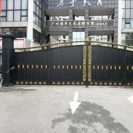 广州厂家直销折叠双开电动铁艺门私家别墅庭院遥控热镀锌铁艺大门