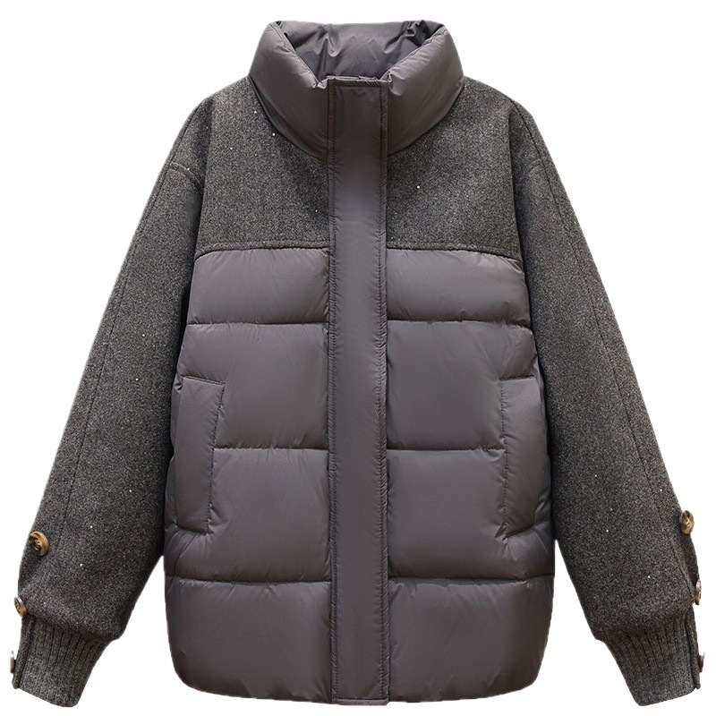 Celestial de la capa de algodón de lana de tejido de empalme para mujeres 2025 nuevo diseño de invierno de algodón grueso abrigo de moda image 5