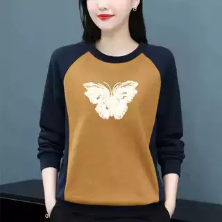 清仓捡漏尾单大牌中老年妈妈加绒加厚长袖t恤打底衫女装内搭上衣