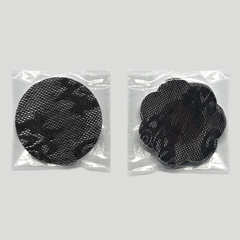 꽃 모양의 레이스 가슴 패치-블랙 1 쌍