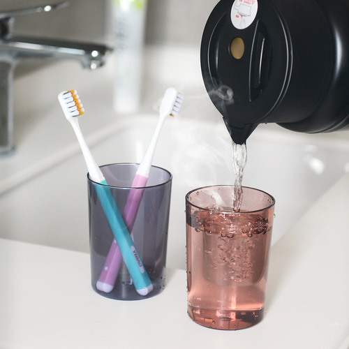 Household Mouthwash Cup Transparent Simple Couple's Toothbrush Cup Round Water Cup Business Plastic Cup Can Print LOGO
