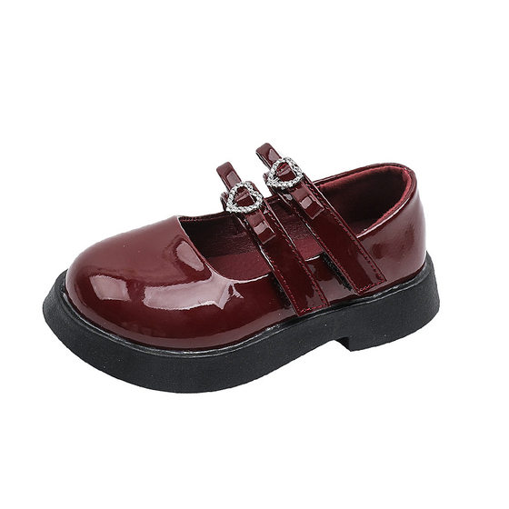 Girls small leather shoes 2024 spring new female baby shoes red princess shoes western style soft bottom girls leather shoes