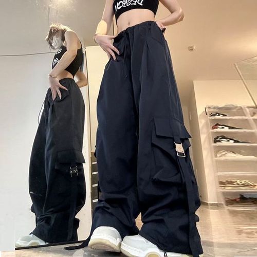 American Street Sport Casual Pants for Girls and Boys 2025 Spring and Autumn New Style with Large Pockets, Flowing Ribbons, Versatile Work Pants