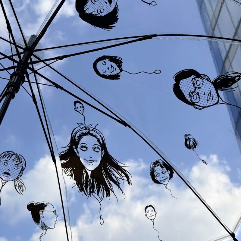 Japanese Junji Ito Collaboration Merchandise Tomie Head Balloon Long-Handle Automatic Umbrella Fan Art Manga Transparent Umbrella Japanese Junji Ito Collaboration Merchandise Tomie Head Balloon Long-Handle Automatic Umbrella Fan Art Manga Transparent Umbrella