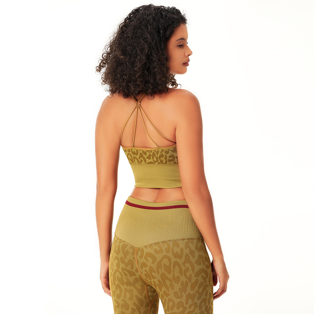 欧美迷彩吊带运动文胸美背性感健身跑步运动健身长裤瑜伽服套装女